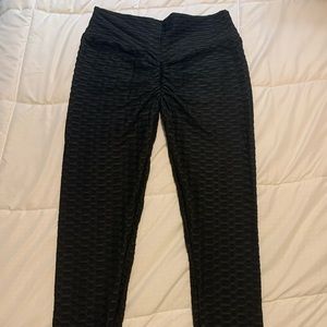 Black workout leggings with butt scrunch